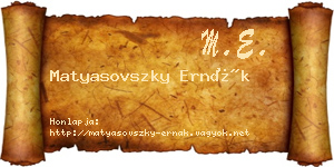 Matyasovszky Ernák névjegykártya